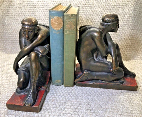 POMPEIAN Bronze Company - NY, Early 1900's THE SCULPTOR, PAIR of  BOOKENDS