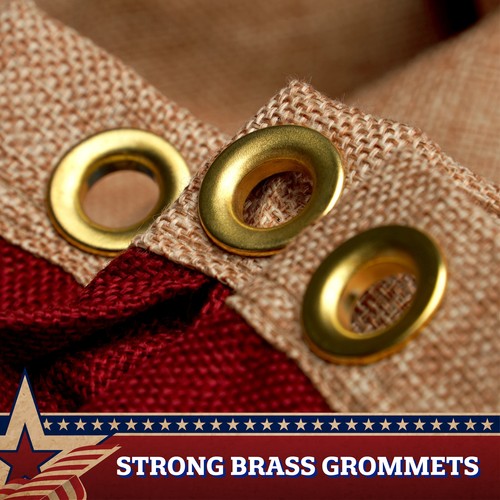 USA Tea Stained Pleated Fan Flag 2x4FT 2-Pack Burlap Embroidered Polyester - Picture 2 of 7