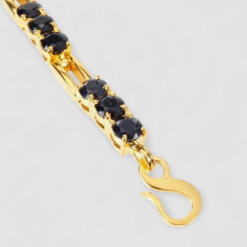 Midnight Blue Sapphire 925 Sterling Silver 24K Gold Plated Handmade Bracelets - Picture 3 of 11