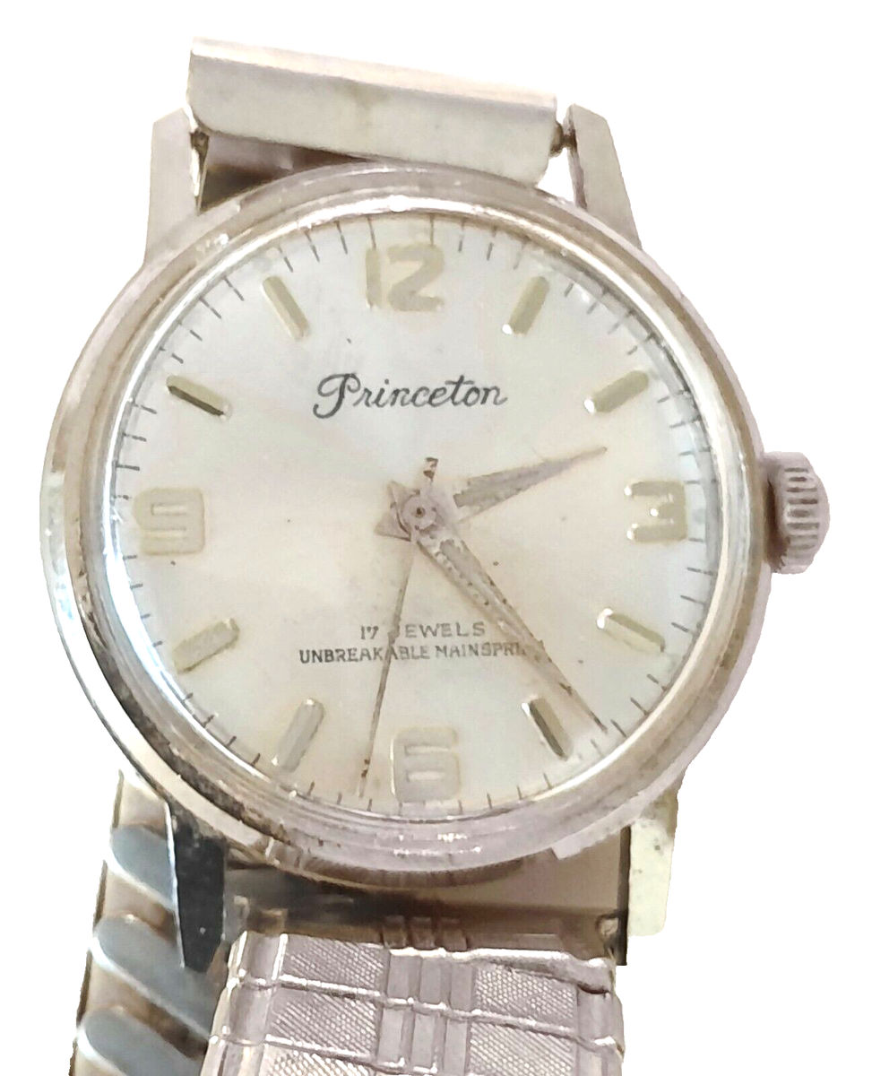 Vintage Princeton Men's 17 Jewel Windup Watch w Unbreakable