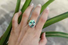 Natural Abalone Shell Ring, Abalone Sterling Silver Ring, Boho Beach Ring.