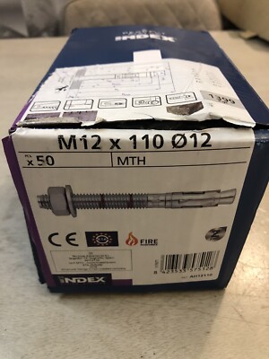 ANKERBOLZEN M12 x 110. KARTON 50 Stück INDEX BEFESTIGUNGEN GROSSEINKAUF Palettenregalschrauben