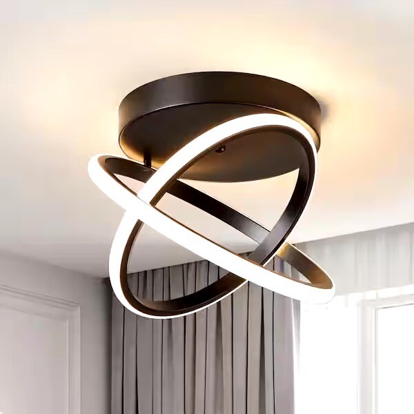 LUMiRiSE / ≠encore. Breezary Swirl 14.2 in. 1-Light Black Integrated LED Modern Flush