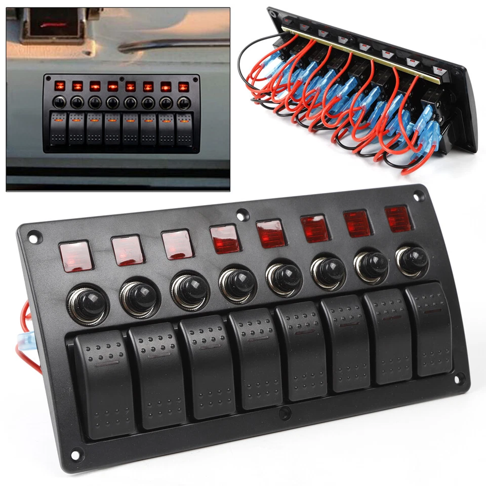 CNCEST 8 Gang LED Schalttafel Sicherung Schalter Schaltpanel Boot Auto Marine 12V/24V