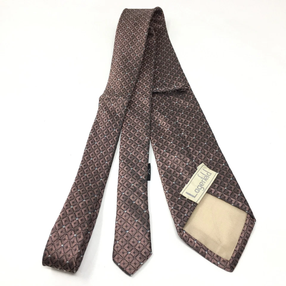 Corbata clásica Karl Lagerfeld gris bronce geométrica 100 % seda hecha en Italia DE COLECCIÓN Foto 2 de 4