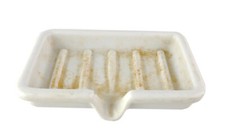 White Porcelain Ironstone Wall Mount Self Draining Bar Soap Holder Dish Spout