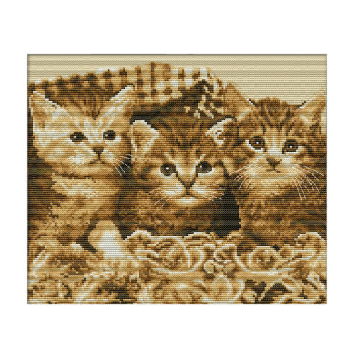 Cross Stitch Kits DIY Three Cat 14CT Stamped Embroidery 35 X 30cm (DA231) - Afbeelding 1 van 12