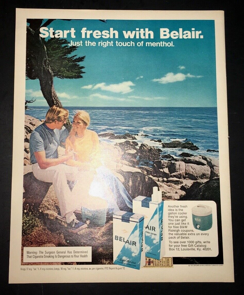 Life Magazine Ad BELAIR Cigarettes 1972 Ad