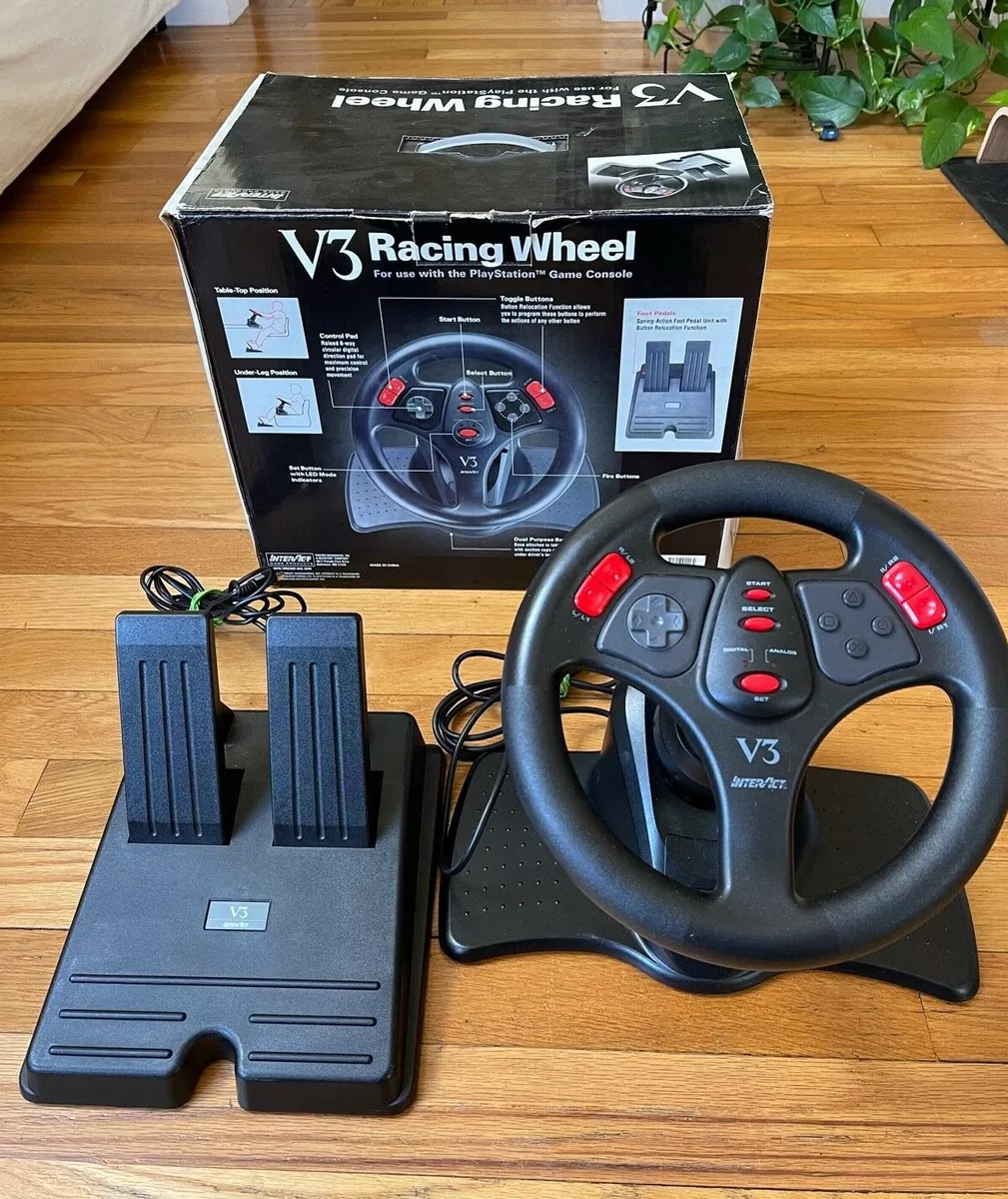 Interact V3 Racing Game Steering Wheel with Pedal for Sony PlayStation PS1 PSOne