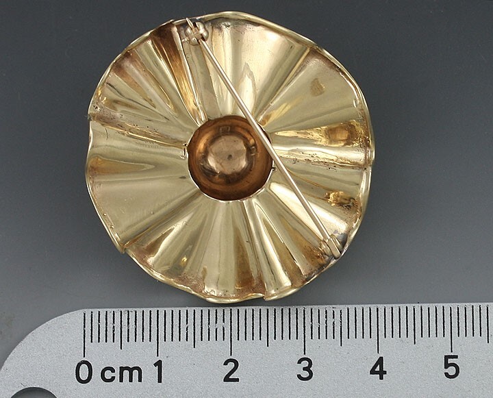 Retro 14k Yellow and Rose Gold Ruby Ruffled Flower Brooch Pin eBay