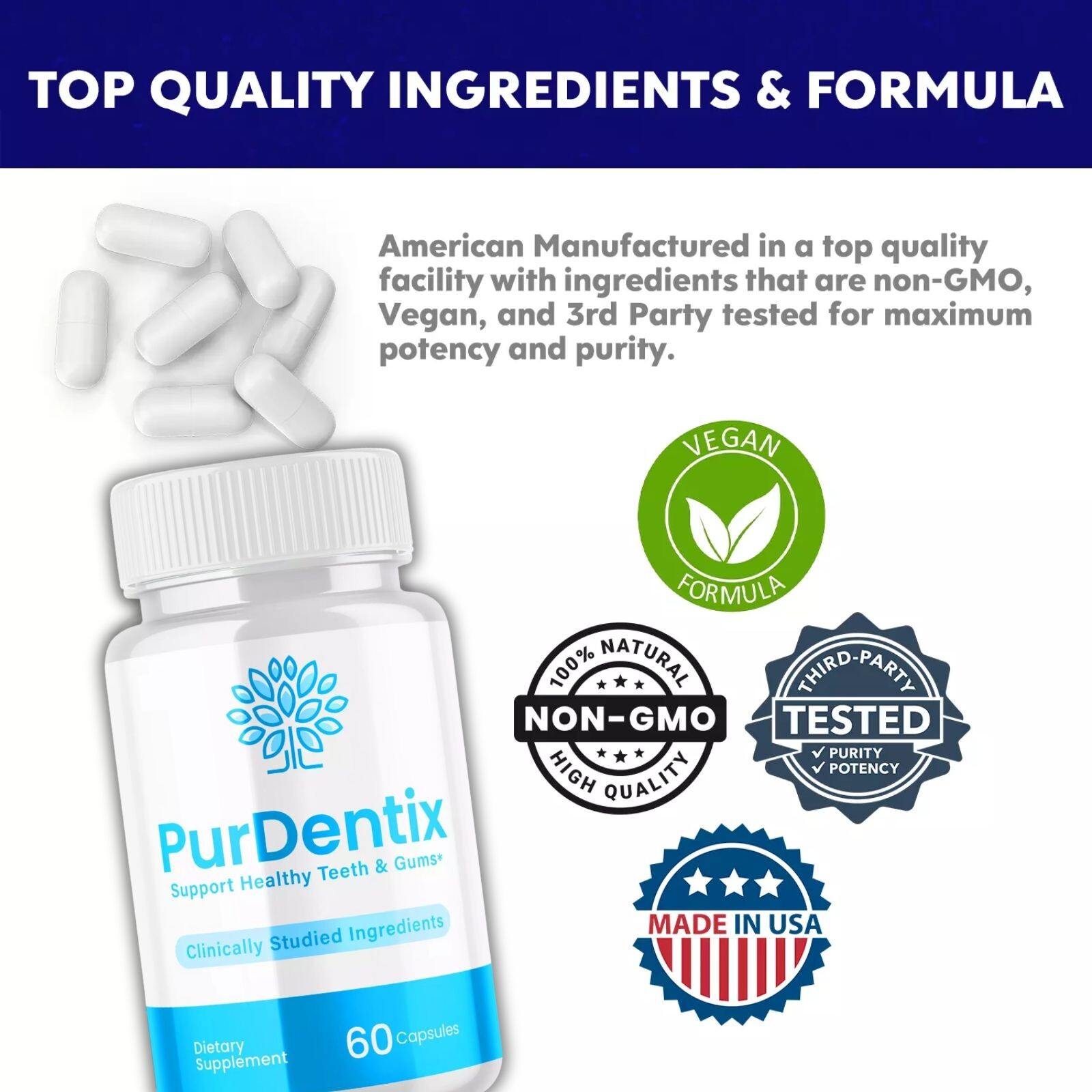 Purdentix Oral Probiotic Support Healthy Teeth and Gums Pur Dentix (60 Capsules)