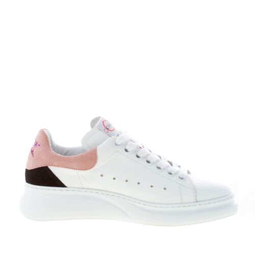 OKINAWA scarpe donna Princess Limited 2364 sneaker in pelle latte con rosa nero - Foto 1 di 7