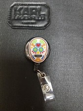 Sugar Skull Badge Reel,ID Holder