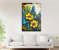 Stained Sunflower Glass Wall Art