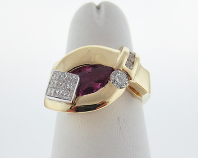 Natural Pink Sapphire Diamonds Solid 14k Two-Tone Gold Ring Fine Jewelry