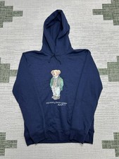 Ralph Lauren Polo Bear Hoodie Mens Large Blue Cotton Pullover