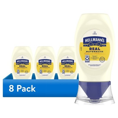 (8 pack) Hellmann's Real Mayonnaise Condiments, 5.5 fl oz Squeeze Bottle