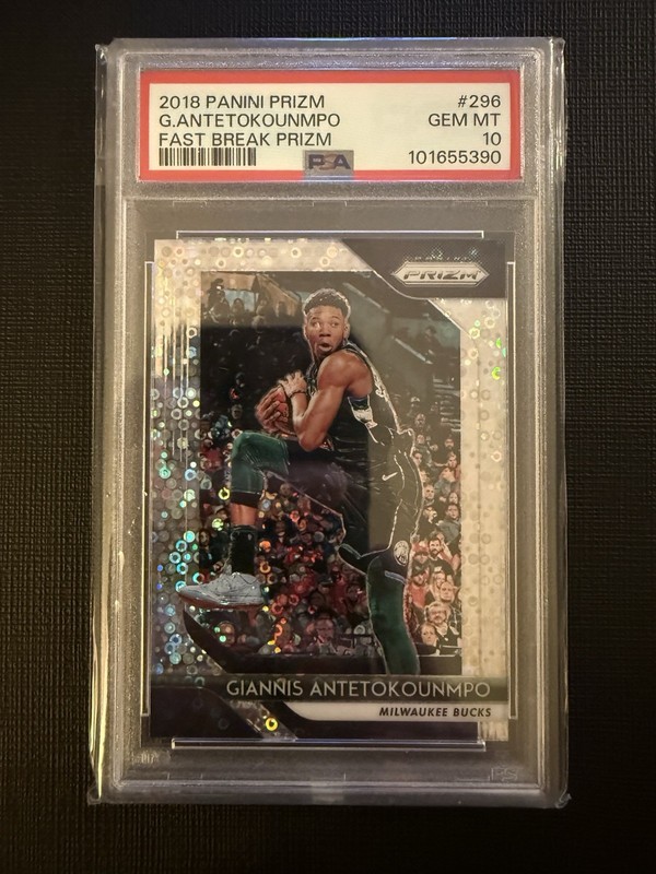 2018 PANINI PRIZM FAST BREAK PRIZM #296 GIANNIS ANTETOKOUNMPO PSA 10