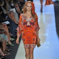 Diane Von Furstenberg Tabalah Silk Chiffon Tunic Mini Dress Orange Size:4