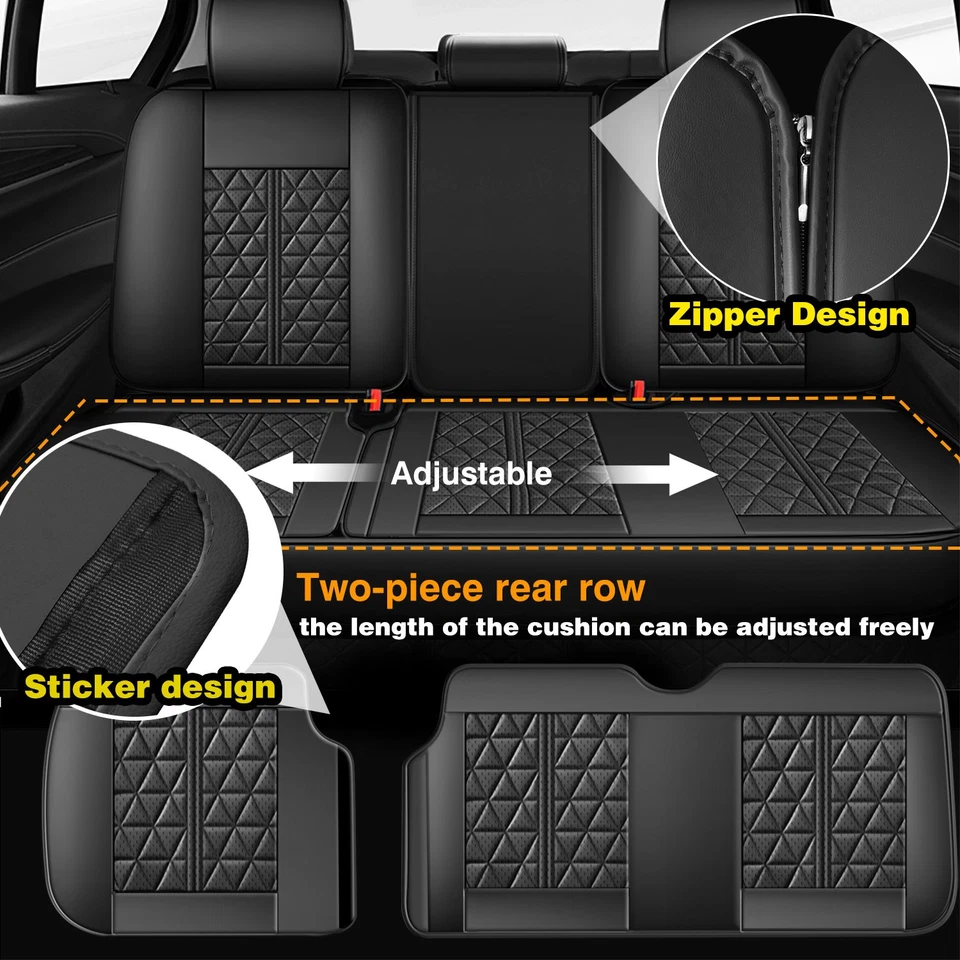 Custome For 2009-2025 Ford F150 Crew Cab Car Seat Covers Full Set Front+Rear - Image 3 of 4