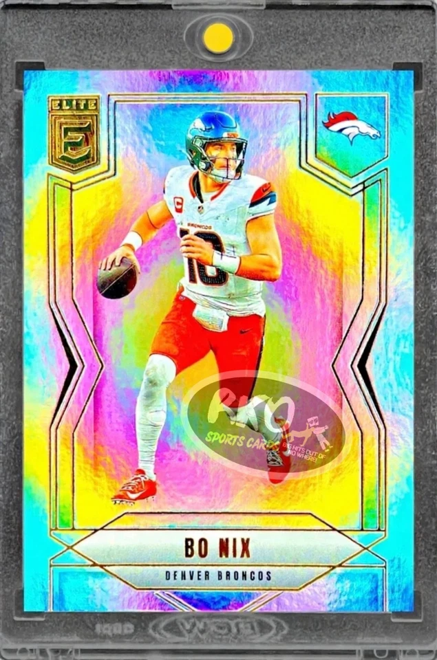 Bo Nix RARE RAINBOW FOIL REFRACTOR INVESTMENT CARD BRONCOS PANINI ROY MINT - Image 3 of 3