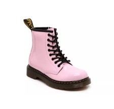 Dr. Martens Girls Size 10 Pink Round Toe Lace Up/Zip Ankle Boots 1460T