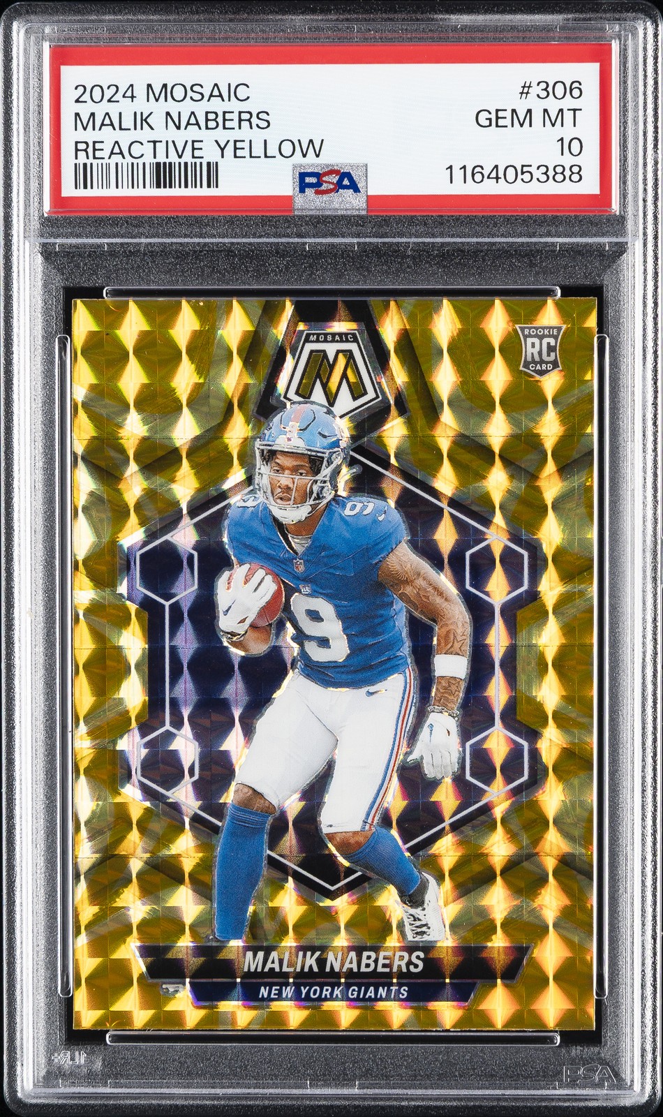 2024 PANINI MOSAIC REACTIVE YELLOW #306 MALIK NABERS PSA 10