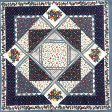 Vintage Bandana Blue Floral Patchwork Fruit Country Cottagecore USA Made NEW