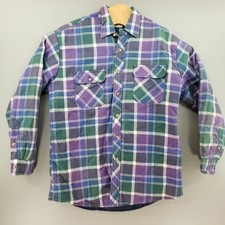 Northwest Territory Vintage Plaid Flannel Quilted Shacket Shirt Jacket L taiwan