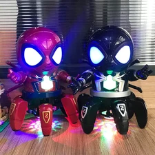 Spider Man Dancing Robot Toy Musical Light Electric Action Figure for Kids Gift