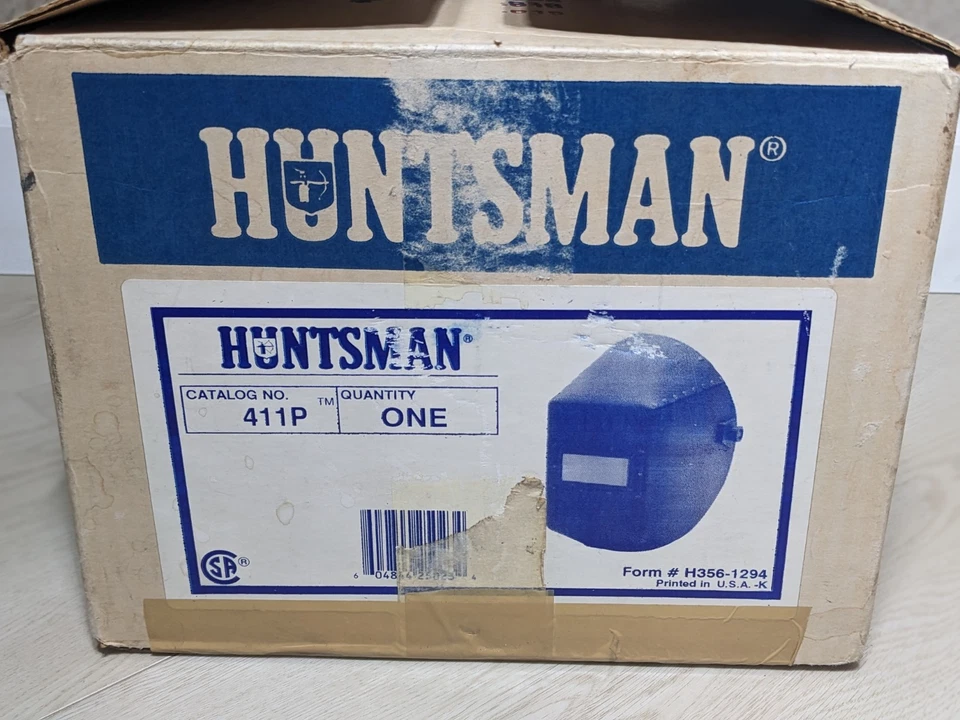 Capucha/casco de soldadura Huntsman 411P vintage con filtro de lente verde soldadura y caja Foto 3 de 4