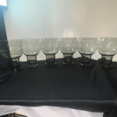 Libbey  Stax  mid-century modern smoke grey. Set of 6 