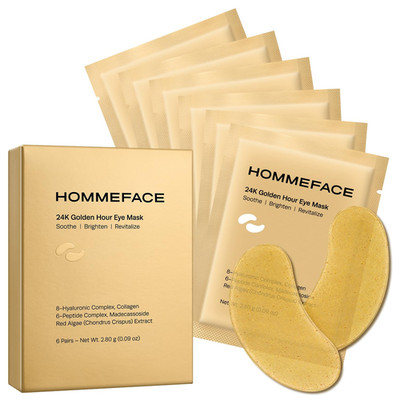 24K Golden Hour Eye Mask Set, Collagen, Peptides & Pure Gold, 6Ct | Korean Skinc