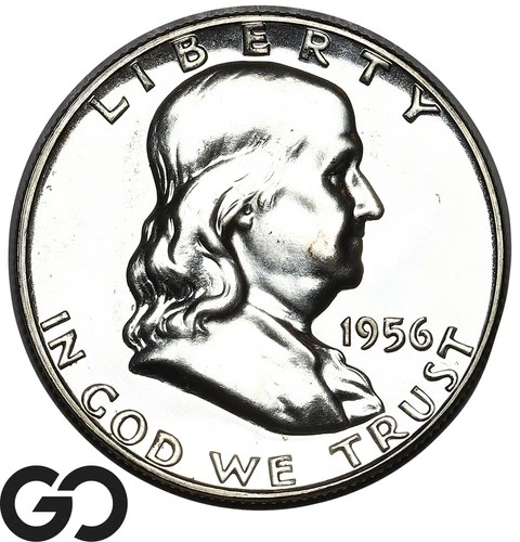 1956 Franklin Half Dollar PROOF, Solid Gem PR++