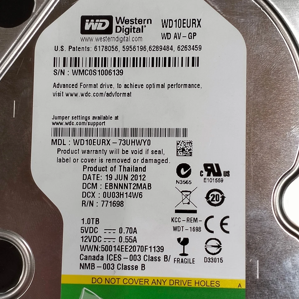 WD Green 1TB 3.5" SATA HDD 5400 RPM 6Gb/s 64MB Cache Hard Drive WD10EURX - Image 2 of 4