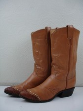Women's sz 5 C Vtg 1950's Tony Lama Brown Tan Lizard Skin Tips Western Boots USA