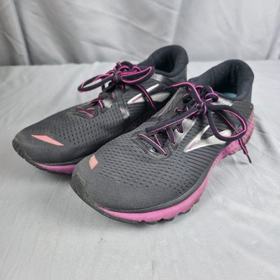 Brooks Adrenaline GTS 20 Womens 8 Athletic Running Shoes Black Purple Mesh