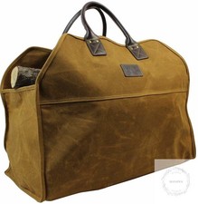 Heavy Duty Wax Canvas Log Carrier Tote,Large Fire Wood Bag,Durable Firewood Hold