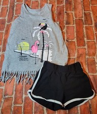 Justice Flamingo Shirt Sz 6/7 The Children's Place Shorts 5/6 Set