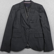 Banana Republic Blazer Womens 14 Stretch Flex Wool Suit Jacket Coat Gray Striped