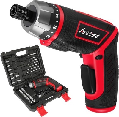 Electric Screwdriver Set 4V Cordless Screwdriver Kit 2 Position Handle LED Light