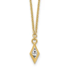 14K Yellow Gold and White Rhodium Polished Diamond-cut Pendant Necklace 18"