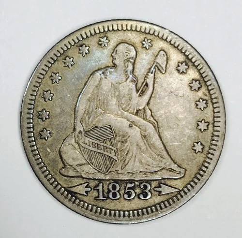 *1853 SEATED LIBERTY SILVER QUARTER DOLLAR* *SCARCE TYPE* NR #G3775