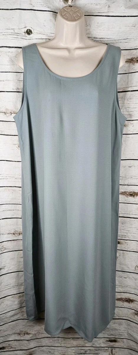 eileen fisher silk tank dress Eileen Fisher Burgundy 100% Silk Tank A-line Maxi Dress Size Large