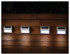 Solar Powered Stainless Steel Fence Lights 4pk