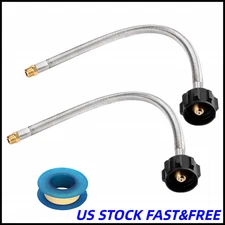 15in Stainless Braided RV Propane Pigtail Hose with Connection& 1/4 Male NPT