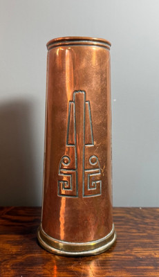 Antike Jugendstil GEBRUDER BING GB Bavaria Kupfer & Messing Vase gestempelt