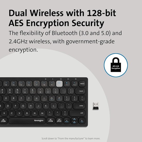 Kensington Wireless Keyboard - Multi Device Dual Wireless Compact Keyboard; Conn - Picture 2 of 7