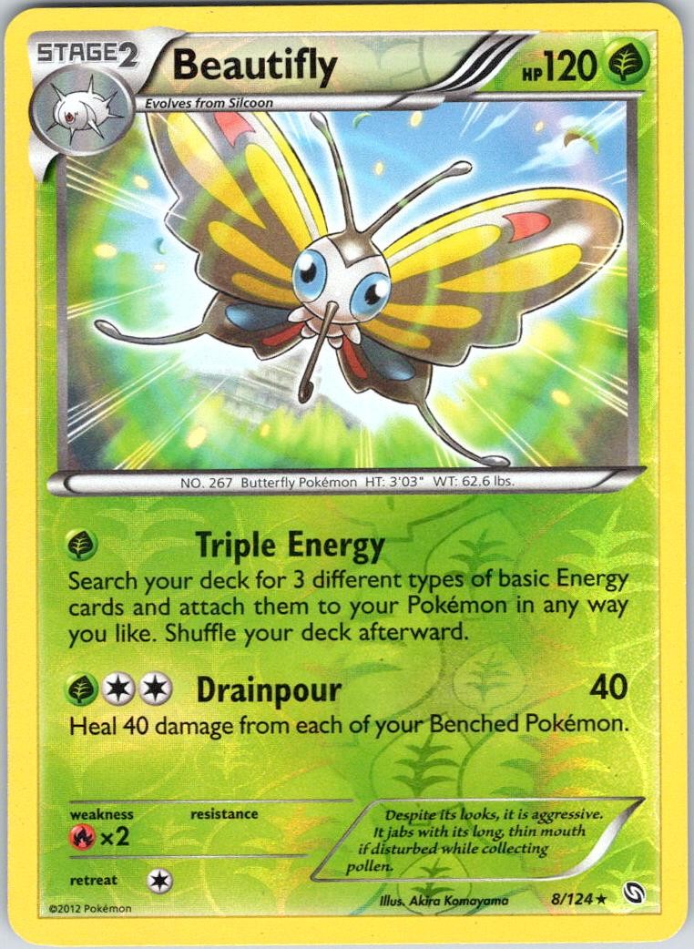 BEAUTIFLY 8/124 DRAGONS EXALTED POKEMON REVERSE HOLO DMG
