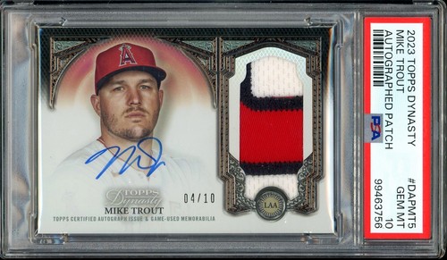2023 Topps Dynasty Mike Trout Patch Auto /10 Los Angeles Angels PSA 10 Gem Mint